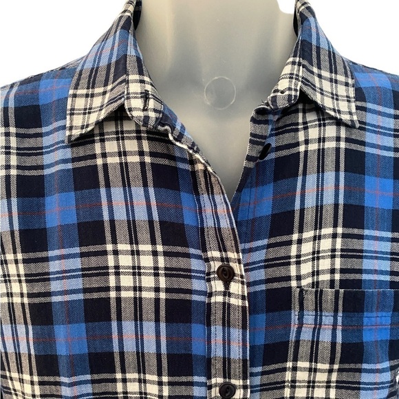 J. CREW Boy Fit Blue Plaid Button Down Shirt Women 6P - Picture 2 of 5